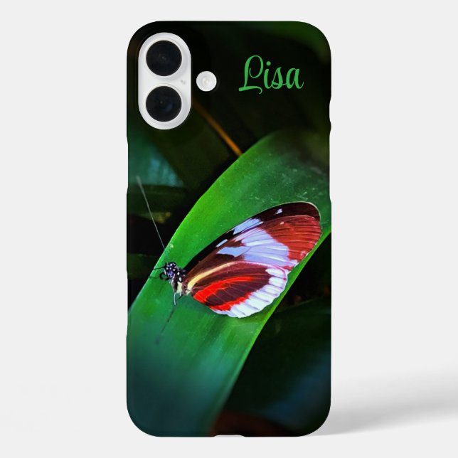 Personalized Butterfly on Leaf Apple iPhone Case (Back)