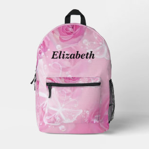Personalized butterfly & roses printed backpack