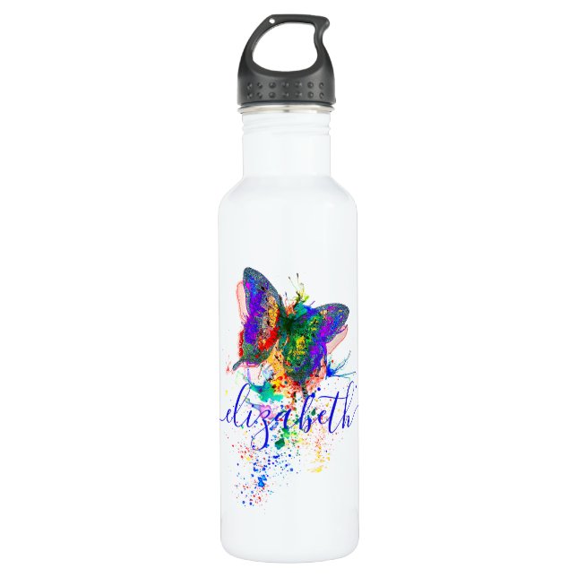 Personalized butterfly splatter   710 ml water bottle (Front)