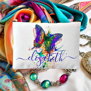 Personalized butterfly splatter accessory pouch