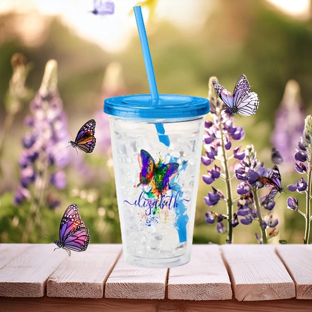 Personalized butterfly splatter   acrylic tumbler (Creator Uploaded)