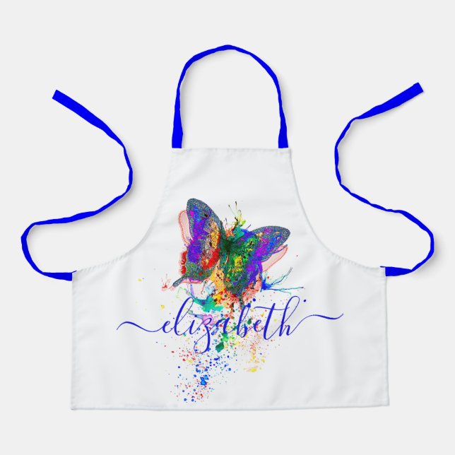 Personalized butterfly splatter   apron (Front)