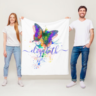 Personalized butterfly splatter    fleece blanket