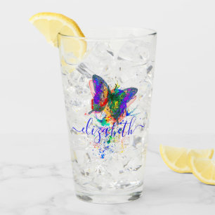 Personalized butterfly splatter glass