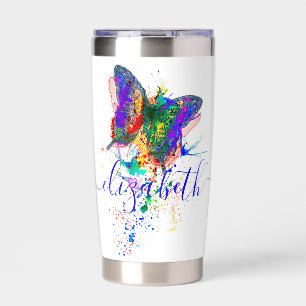 Personalized butterfly splatter    insulated tumbler
