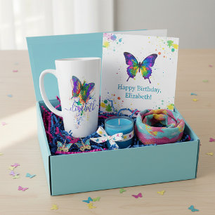 Personalized butterfly splatter   latte mug