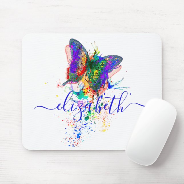 Personalized butterfly splatter   mouse pad (With Mouse)