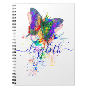 Personalized butterfly splatter notebook