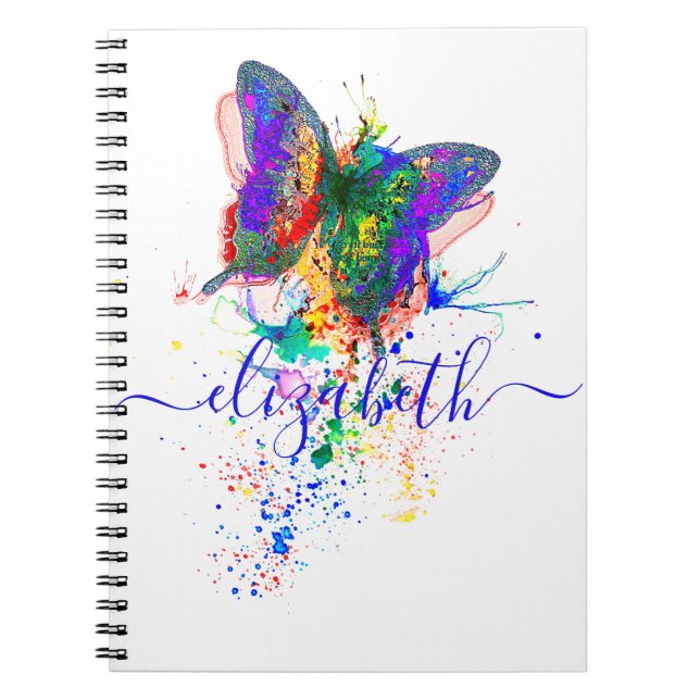 Personalized butterfly splatter   notebook (Front)