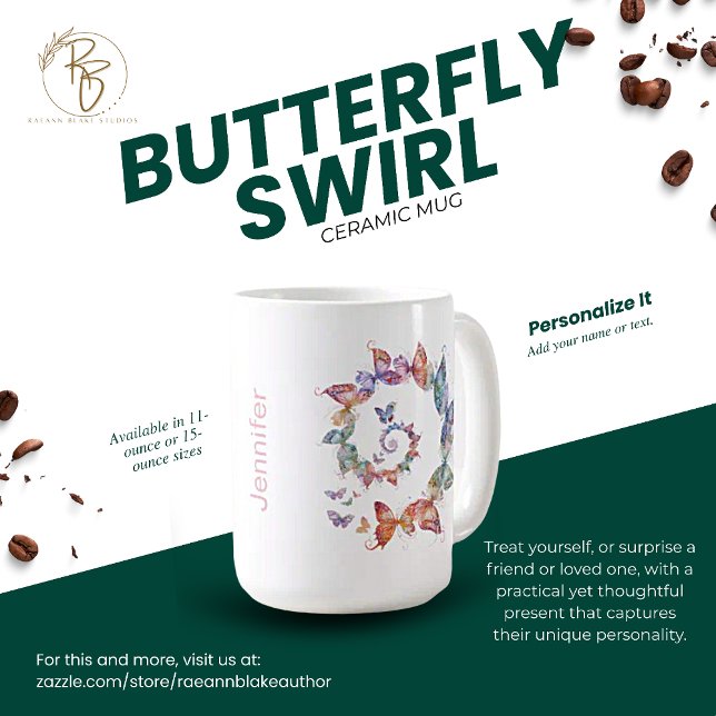 Personalized Butterfly Swirl Ceramic Mug (Creator Uploaded)