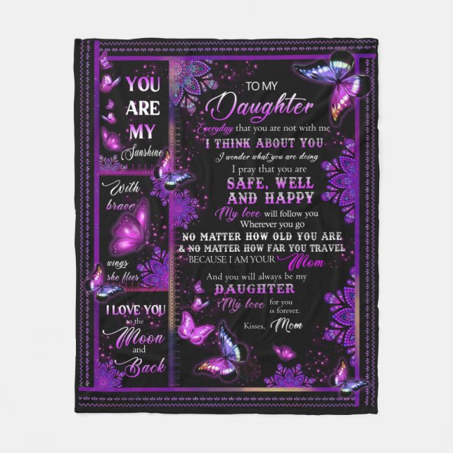 Personalized Butterfly To My Daughter Blanket (Front)