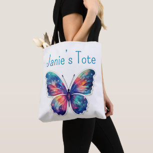 Personalized butterfly tote bag