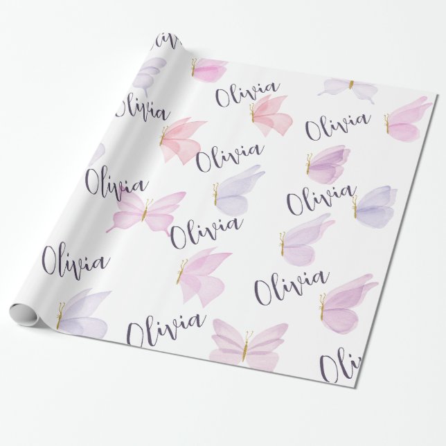 Personalized Butterfly Wrapping Paper. Wrapping Paper (Unrolled)