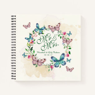 Personalized Butterfly Wreath Wedding Guestbook Notebook
