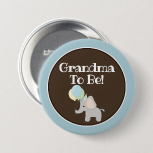 Personalized Button, Baby Shower Elephant 3 Inch Round Button