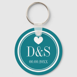 Personalized button keychains for newlywed couples