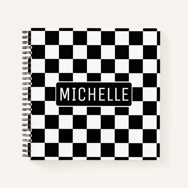 Personalized BW Chequered Notebook (Front)