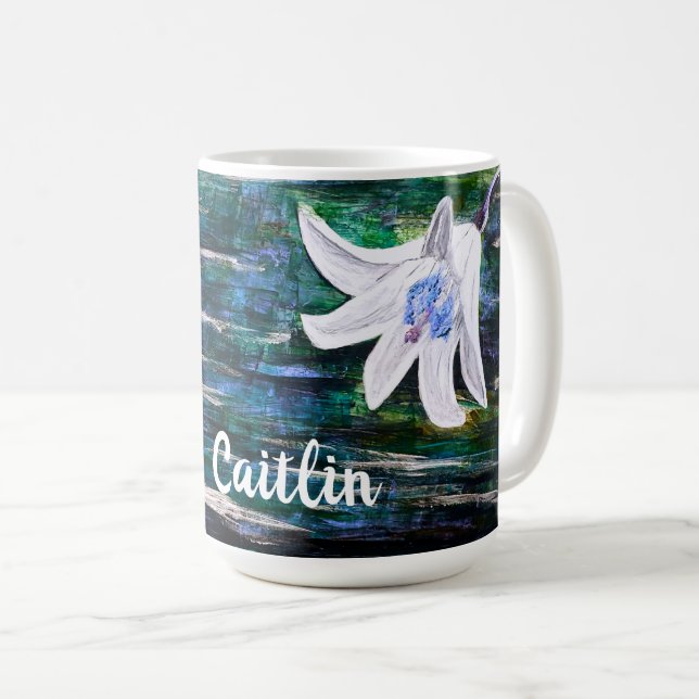 Personalized by Name Abstract Flower Coffee Mug (Front Right)