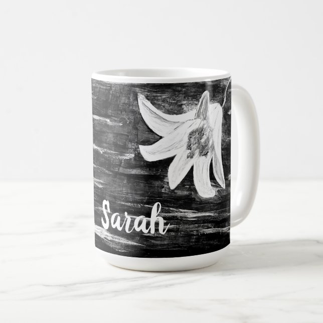 Personalized by Name Abstract Flower Coffee Mug (Front Right)