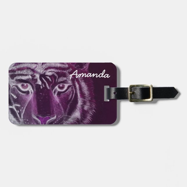 Personalized by name Tiger Design Luggage Tag (Front Horizontal)