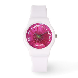 Personalized C.N.A. Pink Daisy Watch