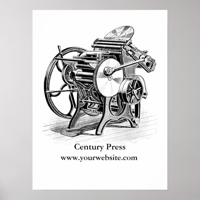 Personalized  C&P letterpress  print shop poster (Front)