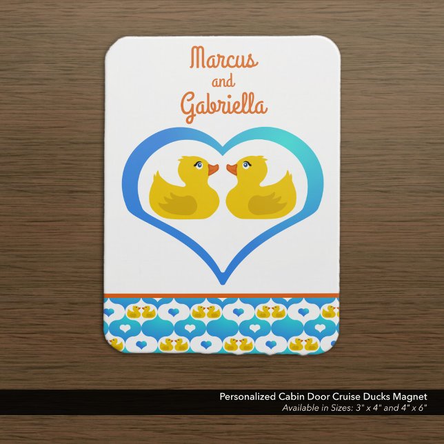 Personalized Cabin Door Cruise Ducks Magnet (Decorate Your Stateroom Door with a Cute Cruising Ducks Magnet–Customized with Your Name.)