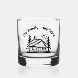 Personalized Cabin Rocks Glass Drinkware Set