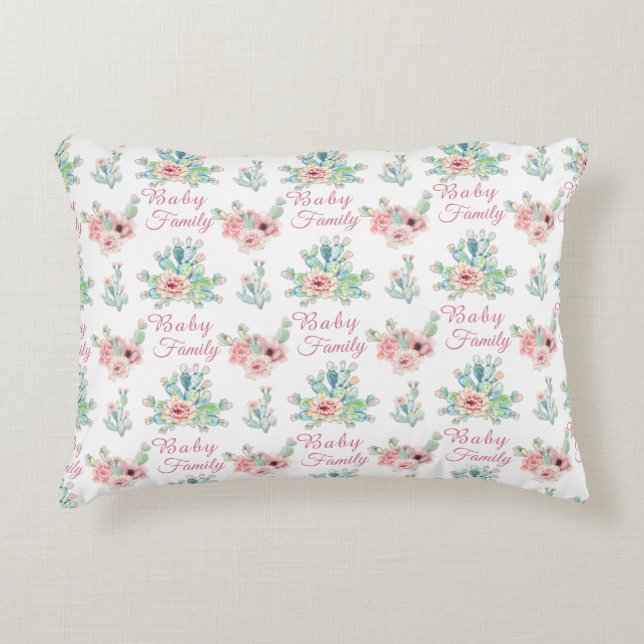 Personalized Cacti Floral Accent Pillow (Front)