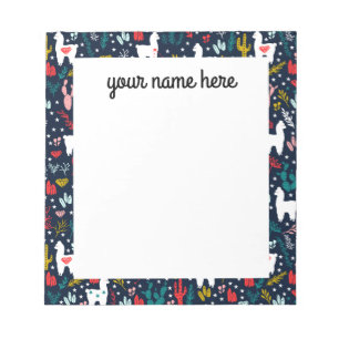 Personalized Cactus and Alpaca Notepad
