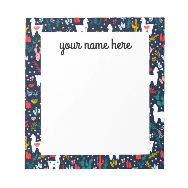 Personalized Cactus and Alpaca Notepad (Front)