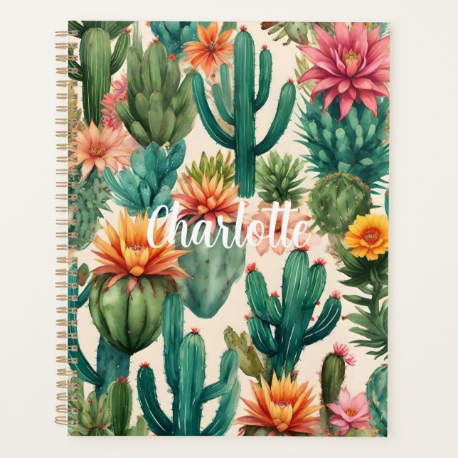 Personalized Cactus Art Print Planner (Front)