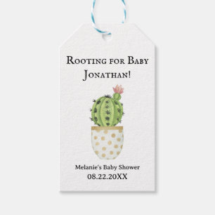 Personalized Cactus Baby Shower "Rooting for Baby" Gift Tags