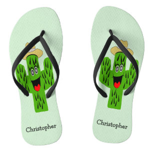 Personalized Cactus Design Flip Flops