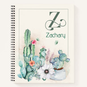 Personalized Cactus Monogram Notebook