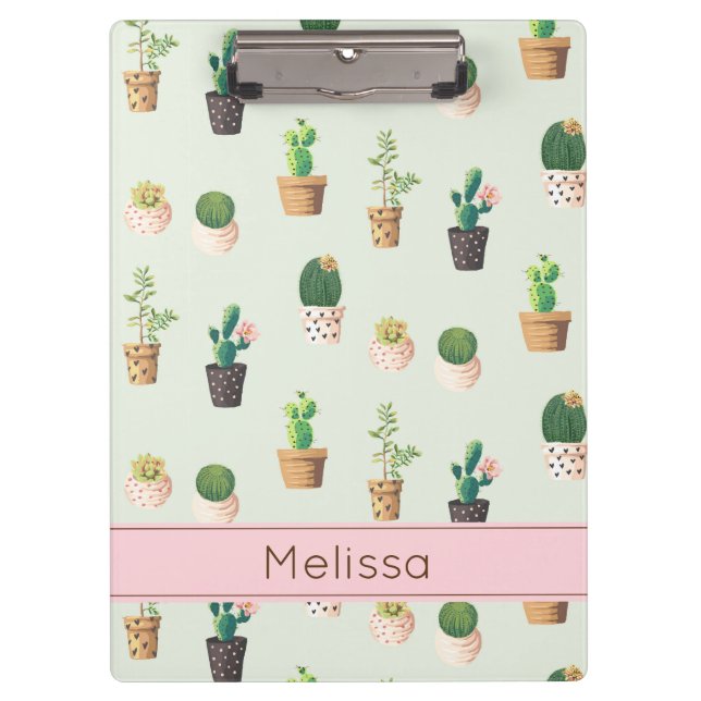Personalized Cactus Print Clipboard (Front)