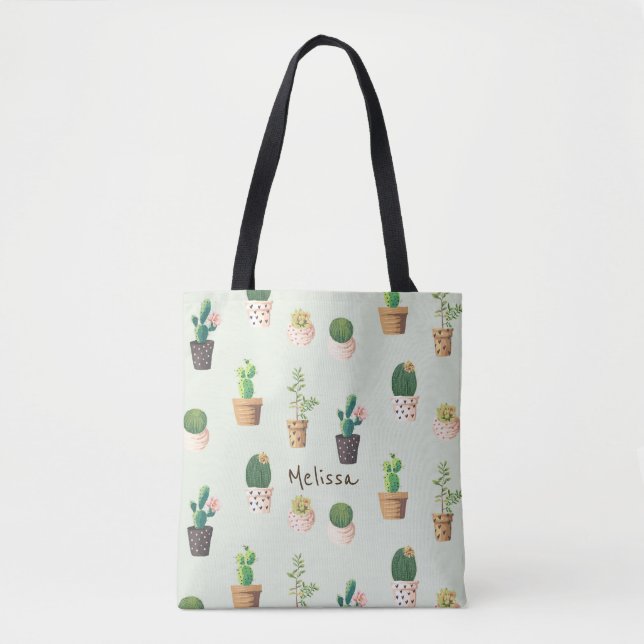 Personalized Cactus Print Tote (Front)