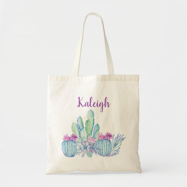 Personalized Cactus Succulent Tote (Front)