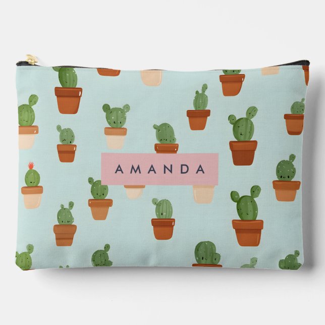 Personalized Cactus with Terracotta Pots Accessory Pouch (Front)