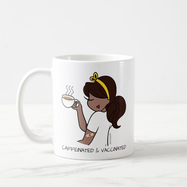Personalized Caffeinated & Vaccinated Coffee Mug (Left)