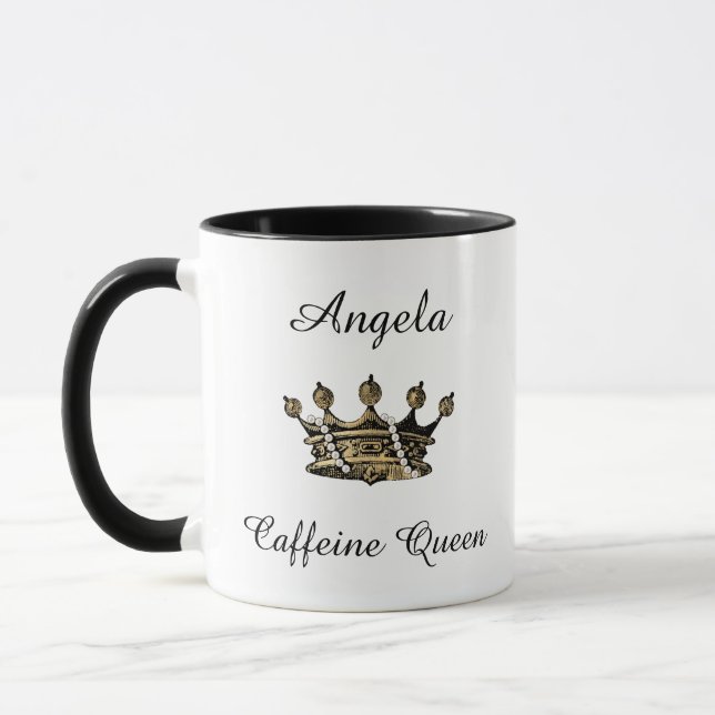 Personalized Caffeine Queen with Crown Mug (Left)