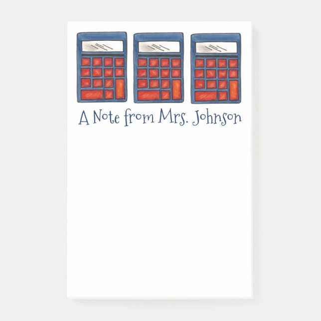 Personalized Calculator Math Teacher School Class Post-it Notes (Front)