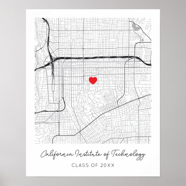 Personalized California Institute of Technolog Map Poster (Front)