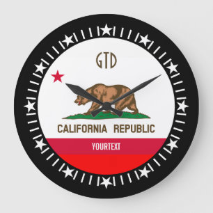 Personalized California State Flag Design on a Large Clock