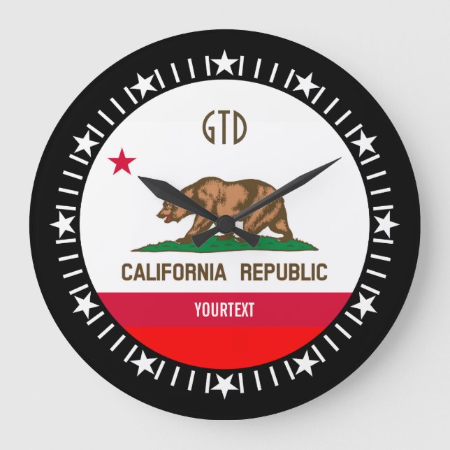 Personalized California State Flag Design on a Large Clock (Front)