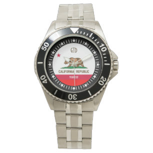 Personalized California State Flag Monogram Design Watch