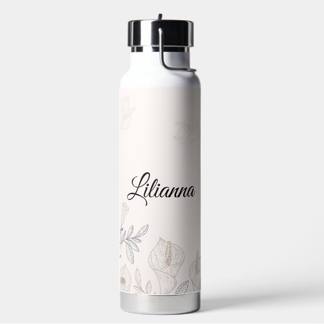Personalized Calla Lillies Water Bottle (Left)