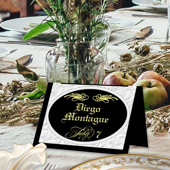 Personalized Calligraphy - Black/Gold Place Card (Creator Uploaded)