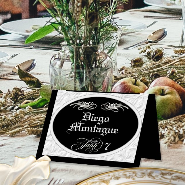 Personalized Calligraphy - Black/Silver Place Card (Creator Uploaded)