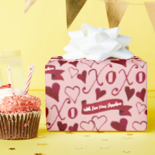 Personalized Calligraphy Boho Valentine's Day XOXO Wrapping Paper